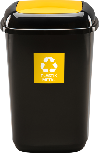 quatro new ż.png, kosz do segregacji, kosz na plastik i metal, kosz z żółtą naklejką