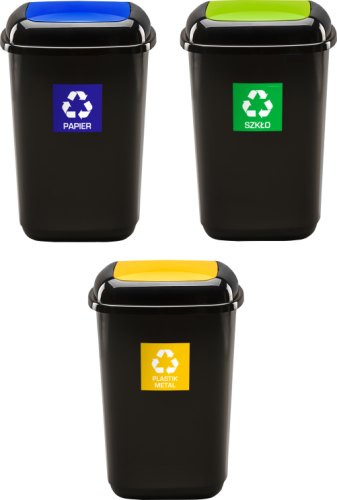 quatro new ZESTAW3.png, zestaw koszy do segregacji, kosze na papier szkło plastik i metal, kosze do firm, kosze do biur, segregacja odpadów