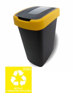 Kosz do Segregacji Śmieci 50l Żółty na Plastik | Klip Bin