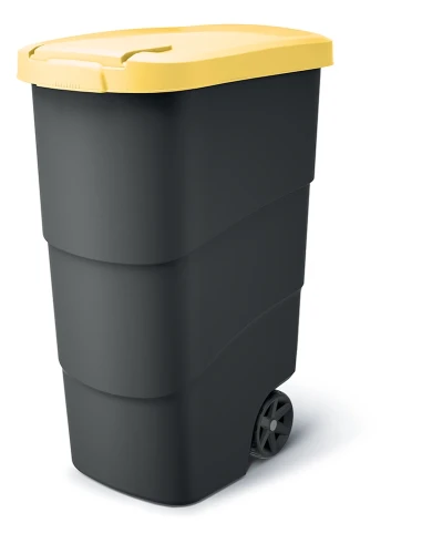 Wheeler 90L Kosz Ogrodowy na Kółkach Żółty na Plastik