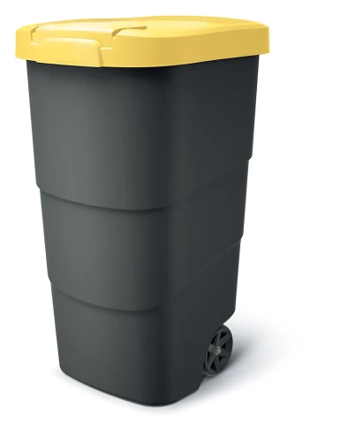 Wheeler 110L Kosz Ogrodowy na Kółkach Żółty na Plastik