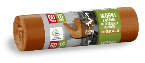 Worki na Bioodpady 60l | Brązowe z Uszami 16szt. | do Segregacji