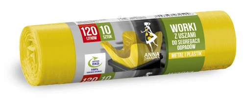 Worki na Plastik 120l | Żółte z Uszami 10szt. | do Segregacji