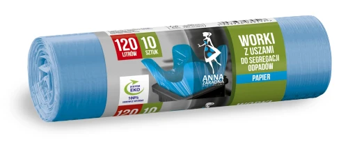 Worki na Papier 120l | Niebieskie z Uszami 10szt. | do Segregacji