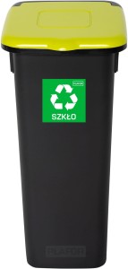 Kosz Do Segregacji Śmieci 20l | Czarno-Zielony | na Szkło | Flap Bin | Plafor