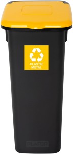 Kosz Do Segregacji Śmieci 20l Plafor Czarno-Żółty | na Plastik | Flap Bin| Plafor
