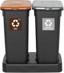 Zestaw 2 Koszy do Segregacji 20l Plafor| Brązowy, Szary | Flap Bin