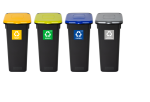 Zestaw 4 Koszy do Segregacji 20l Plafor | Zielony, Żółty, Niebieski, Szary | Flap Bin
