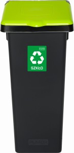 Kosz do Segregacji Śmieci 53l | Czarno-Zielony | na Szkło | Flap Bin