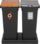 Zestaw 2 Koszy do Segregacji 53l Plafor| Brązowy, Szary | Flap Bin