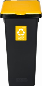 Kosz do Segregacji Śmieci 53l Plafor Czarno-Żółty | na Plastik | Flap Bin
