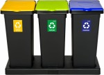 Zestaw 3 Koszy do Segregacji 53l Plafor | Zielony, Żółty, Niebieski | Flap Bin
