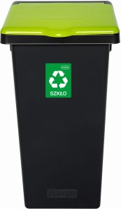 Kosz do Segregacji Śmieci 73l | Czarno-Zielony | na Szkło | Flap Bin