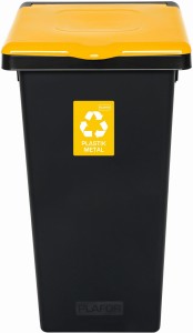 Kosz do Segregacji Śmieci 73l | Czarno-Żółty Plafor na Plastik | Flap Bin