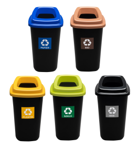 HYGIO ZESTAW KOSZY DO SEGREGACJI ŚMIECI 28l PLASTIK, PAPIER, SZKŁO, INNE, BIO